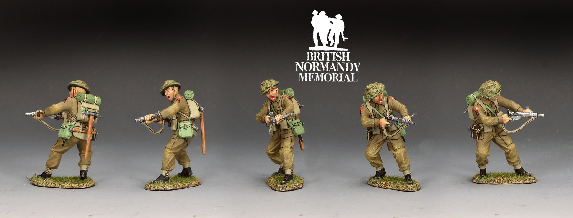 King & Country military miniature CSM Stan Hollis VC of the Green Howards, British D-Day soldier in MkII helmet with foliage scrim, mid-action 1/30 60mm matte figure, DD418