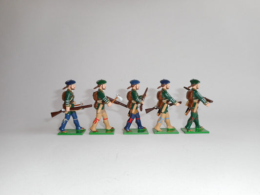 Collectible toy soldier miniature army men Rogers' Rangers figurines.