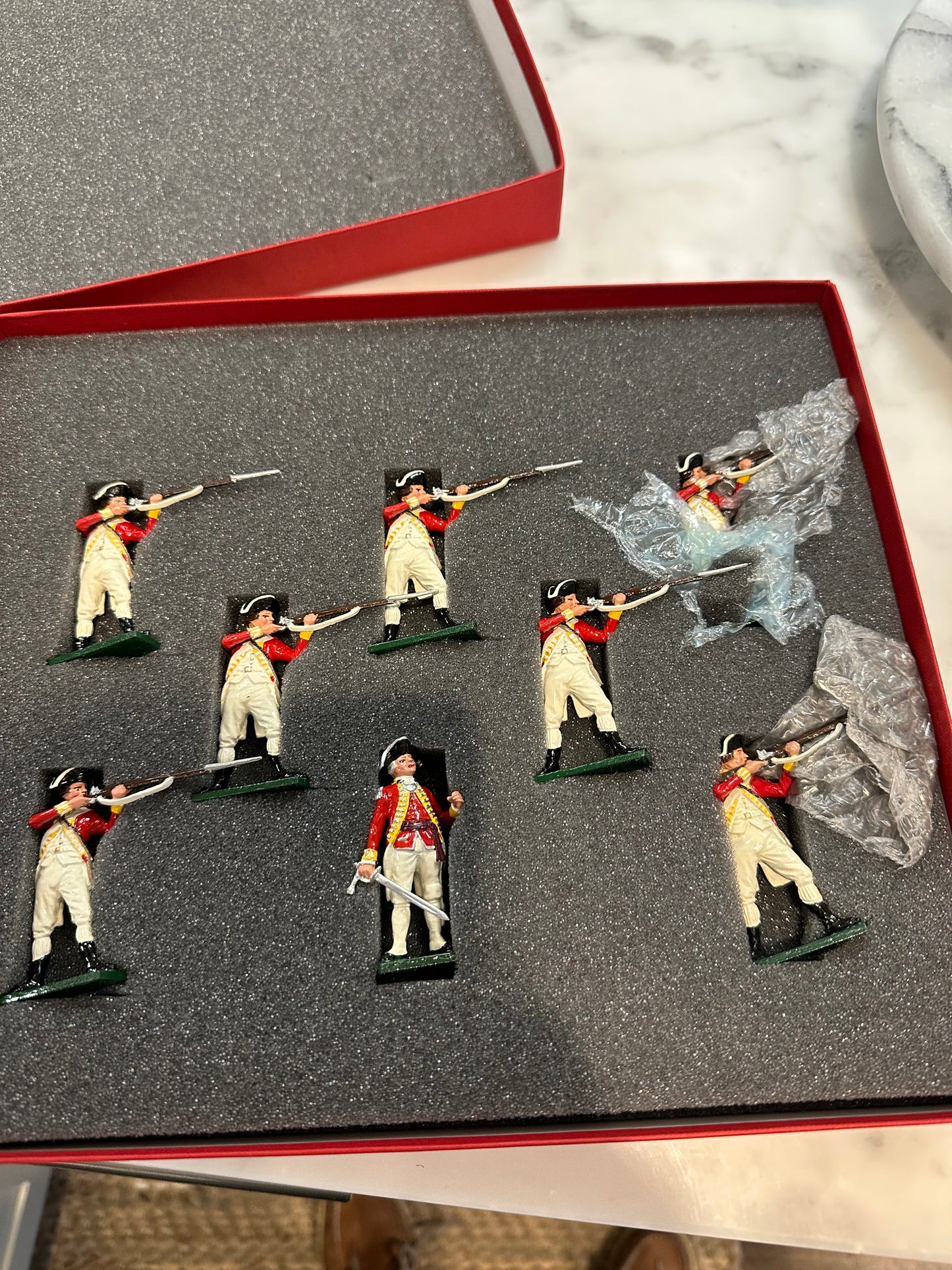 Toy soldier set British Infantry Regiment packed in classical red box.