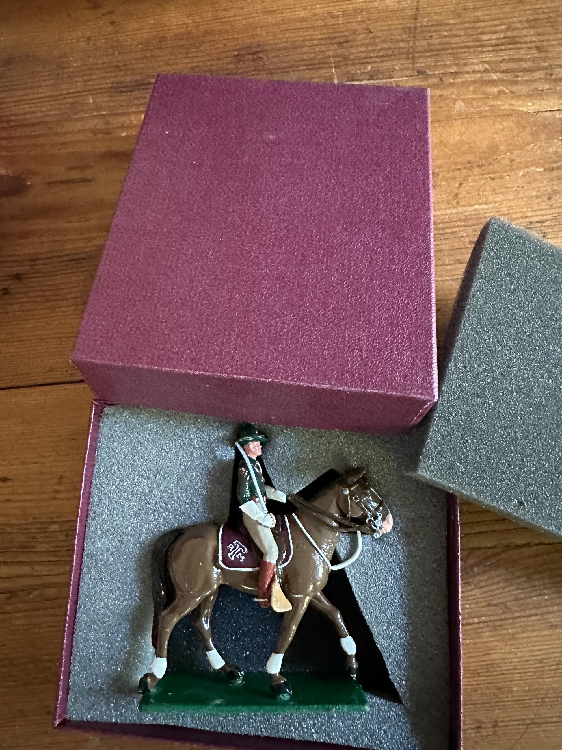 Toy soldier Parson Mounted Cadet packed in maroon box.