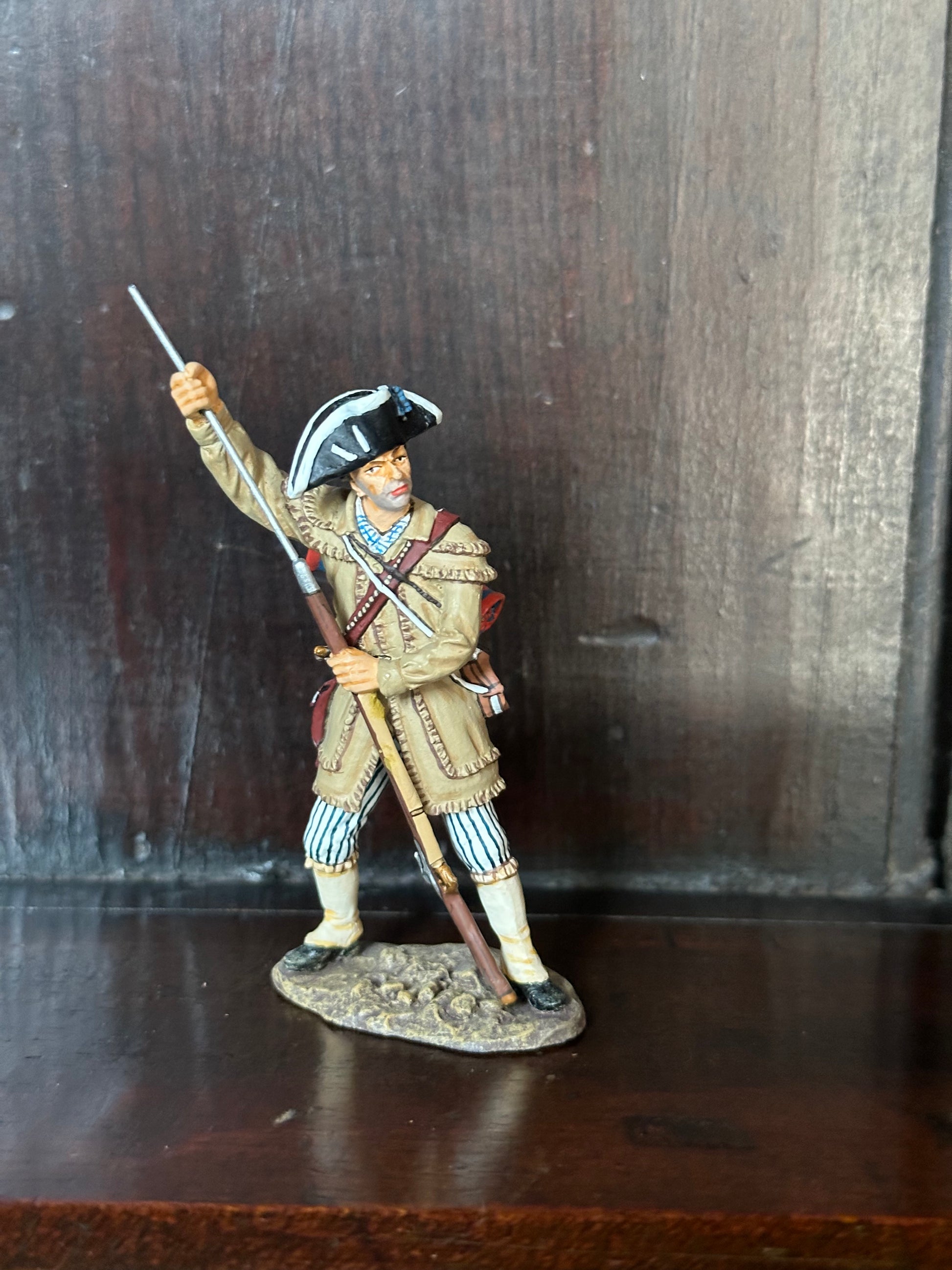 Collectible toy soldier miniature army men Militiaman Loading. Displayed on a shelf.