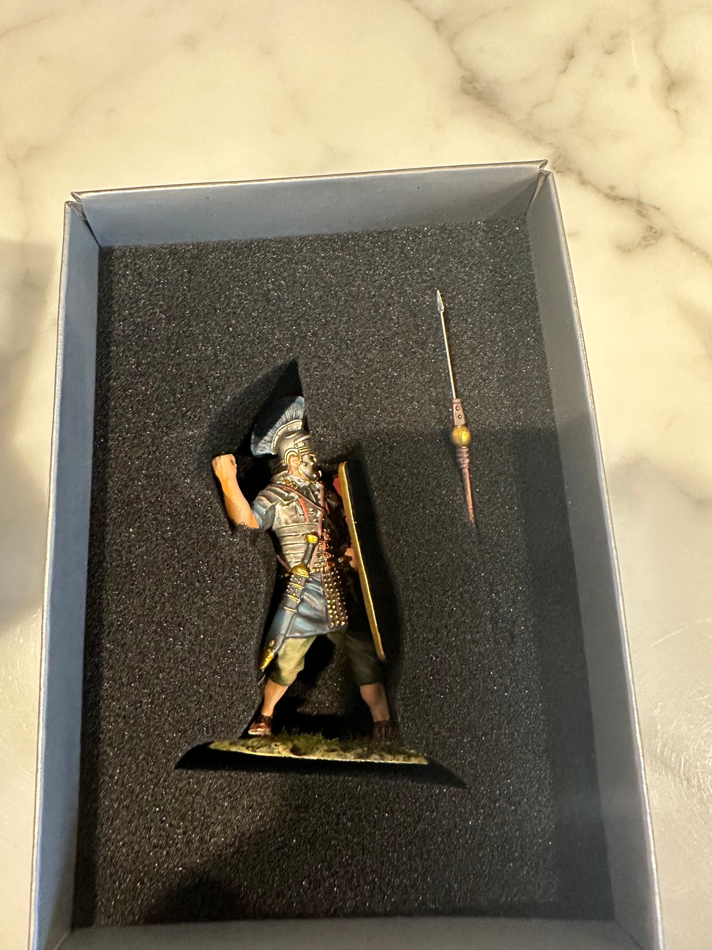 Inside the box for Collectible toy soldier miniature army men figurine Fighting Praetorian.