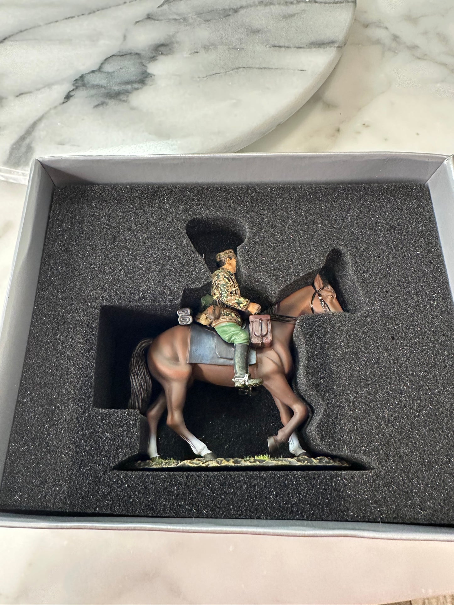 Packaging for Collectible toy soldier miniature army men figurine SS Cavalry Trooper.