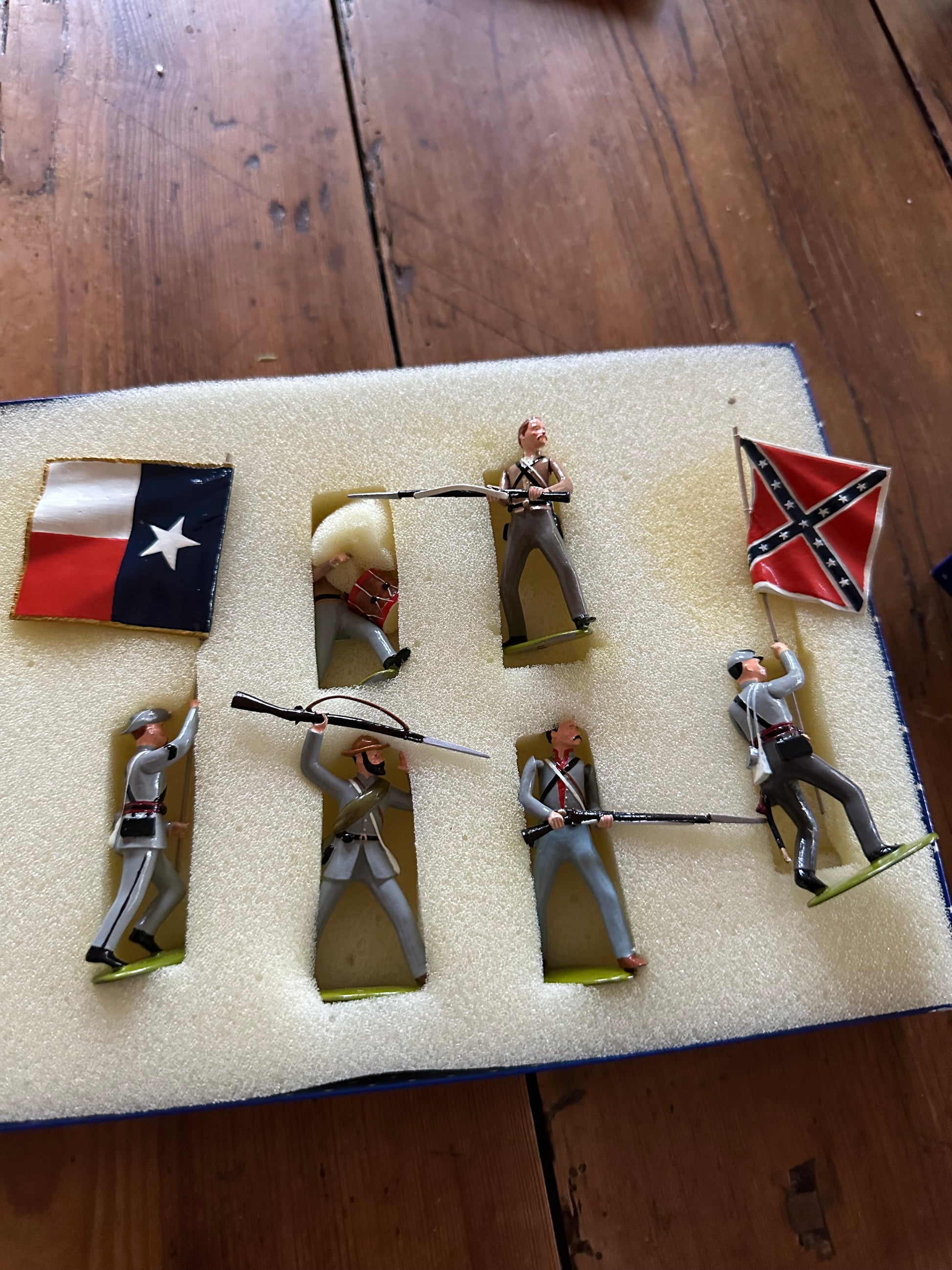 Packaging for Collectible toy soldier miniature army men figurines the Texas Brigade.