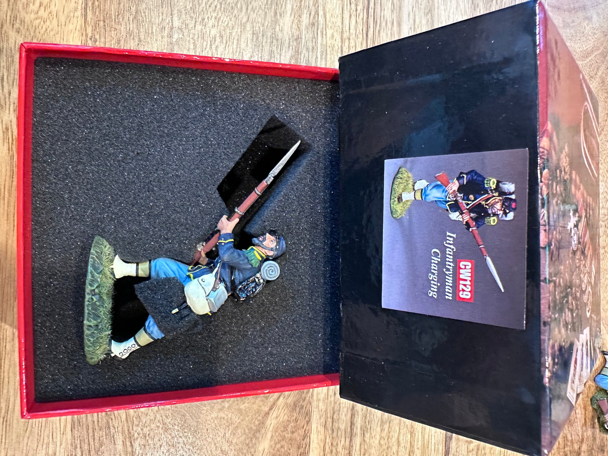 Infantryman Charging presented in a classic red collector's box.