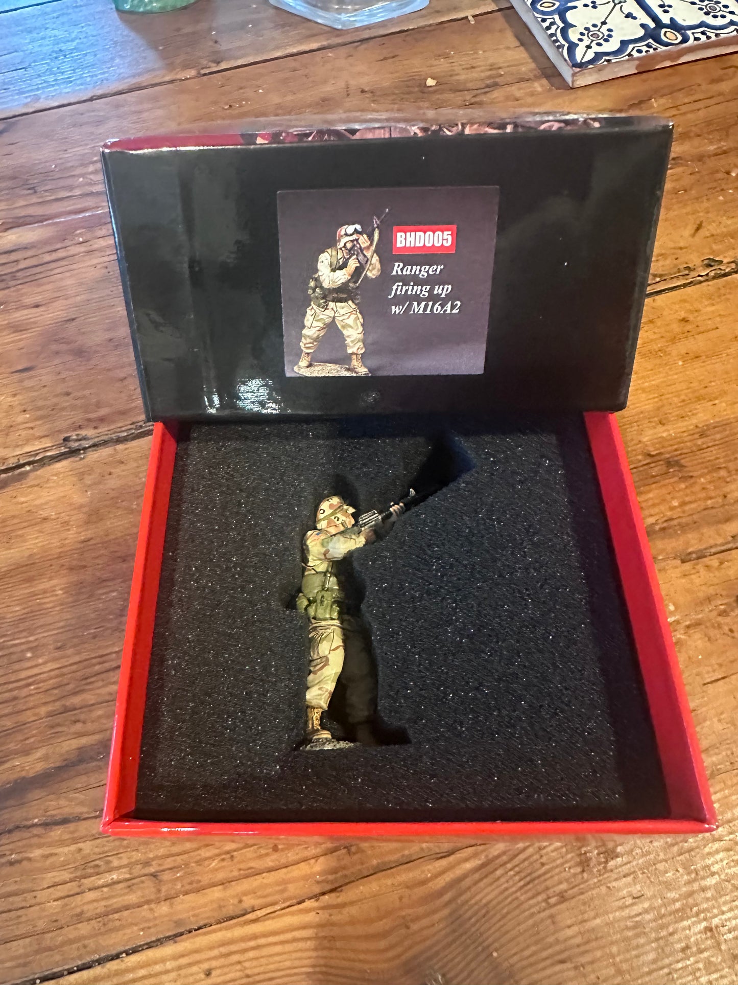Ranger Firing Upwards with M16A2 presented in a classic red collector's box.