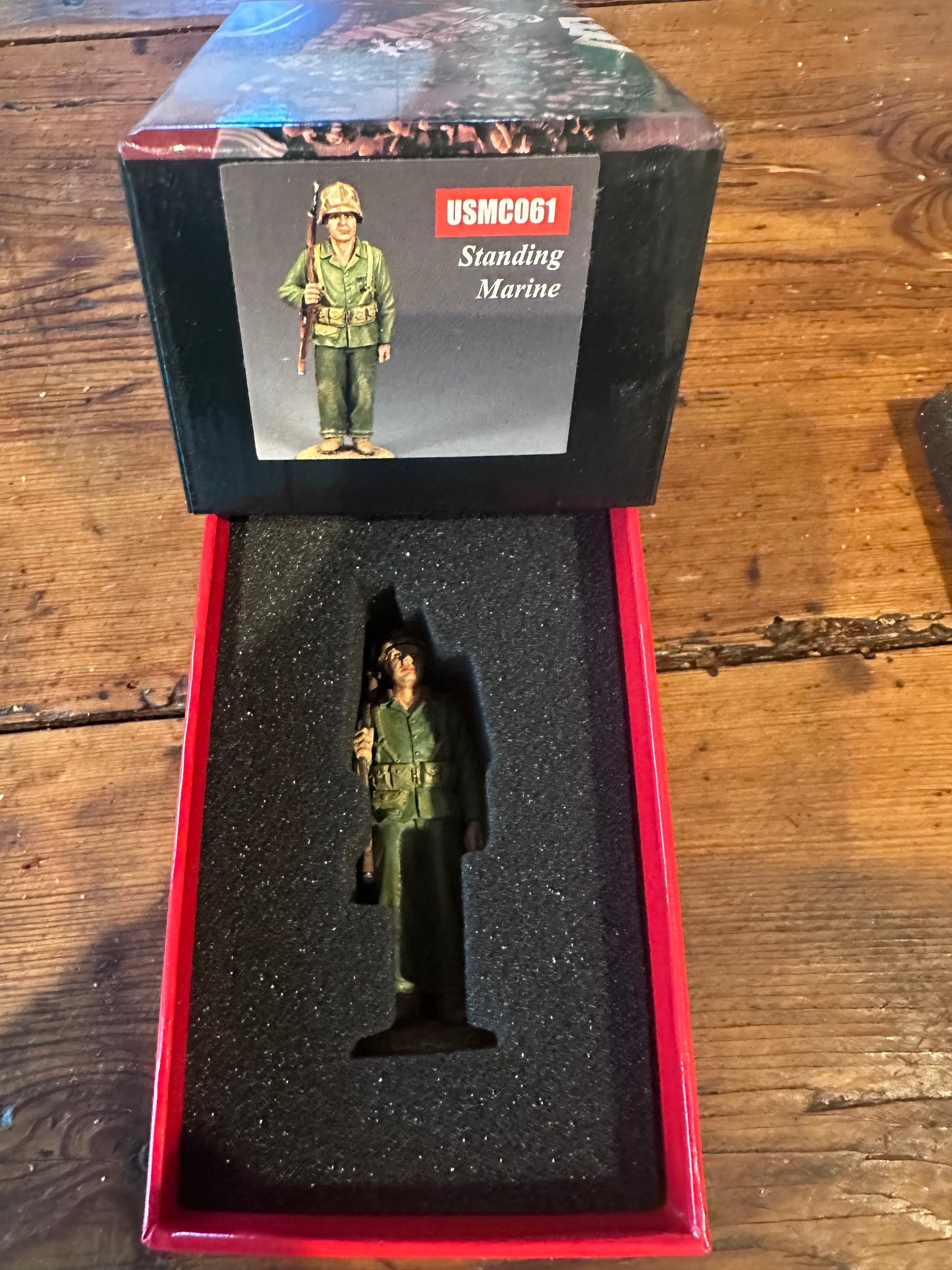 Standing Marine presented in a classic red collectors box.