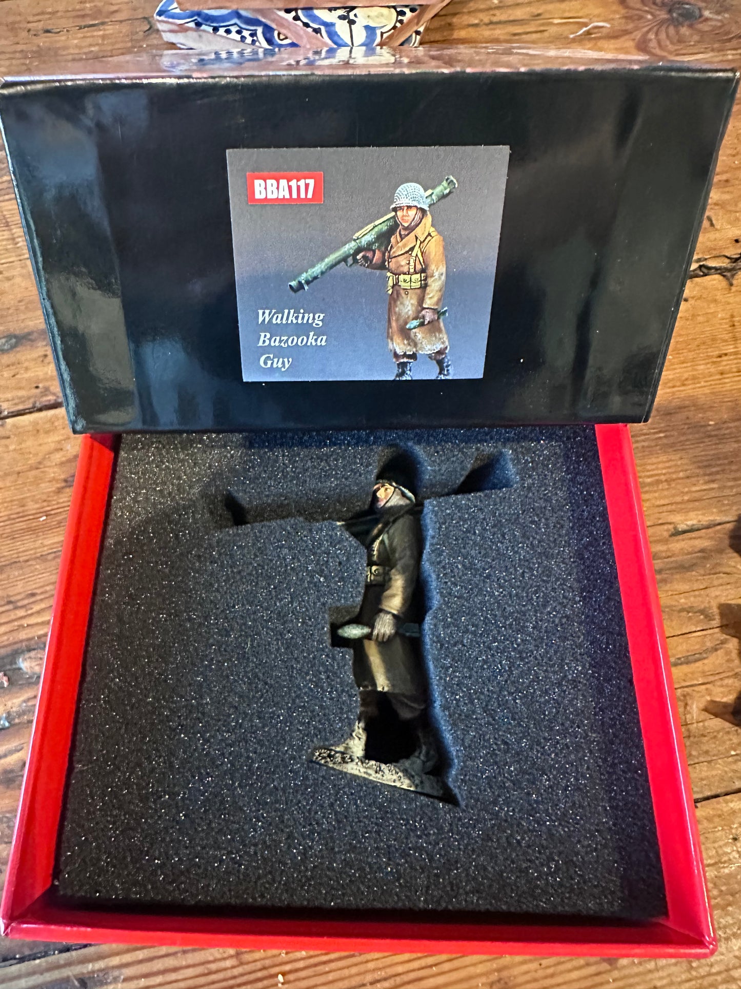 Collectible toy soldier presented in a classic red collectors box.