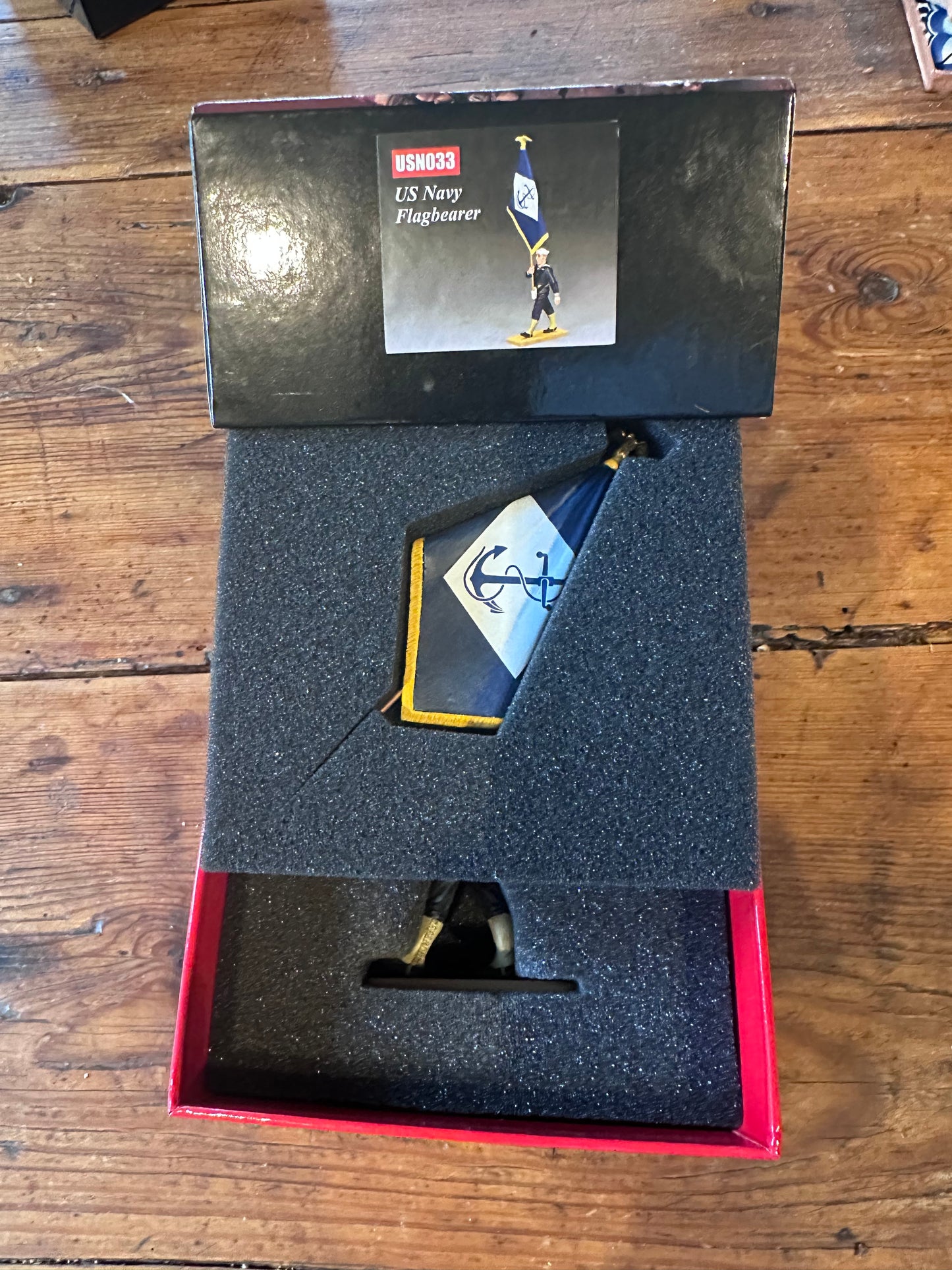 U.S. Navy Infantry Battalion Flagbearer presented in a classic red collectors box