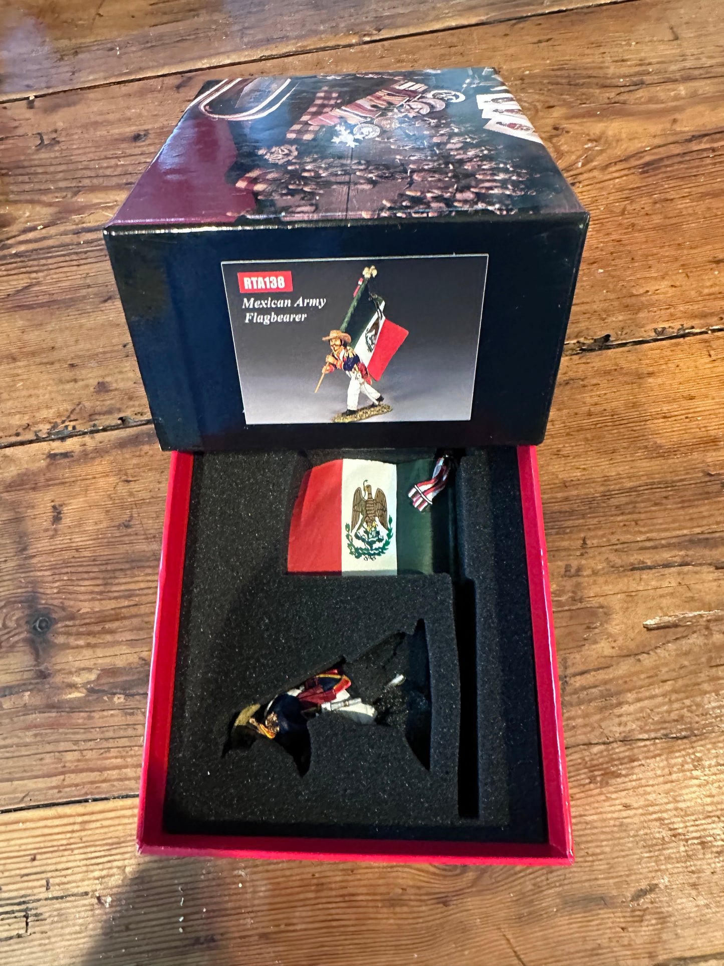 Mexican Army Flagbearer packaged in a classic red collectors box.