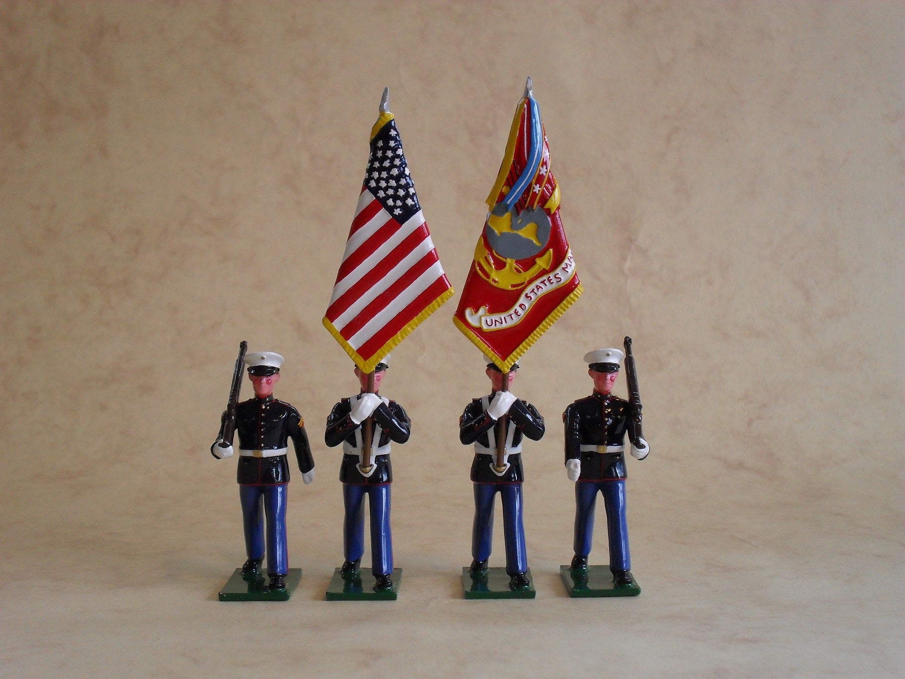 Collectible toy soldier miniature set U.S. Marine Color Party.