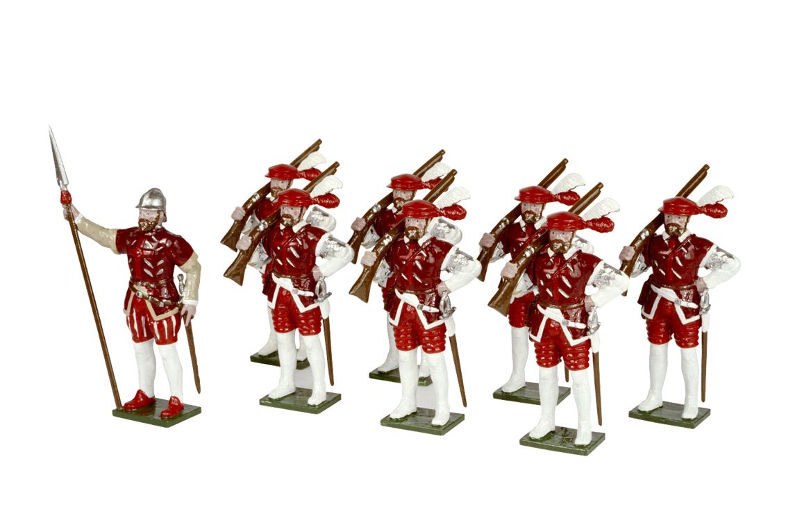 Collectible toy soldier army men set English Arquebusiers Henry VIII's Army.