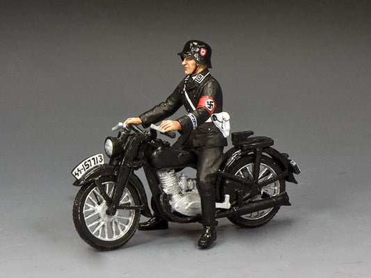 Toy Soldier Figurine Model of a person on a motorcycle with a gray background