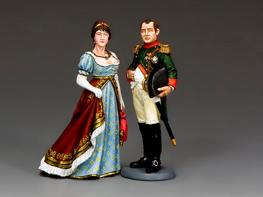 Napoleon and Josephine in formal attire, 1/30 scale matte toy soldier set capturing imperial elegance and romance.