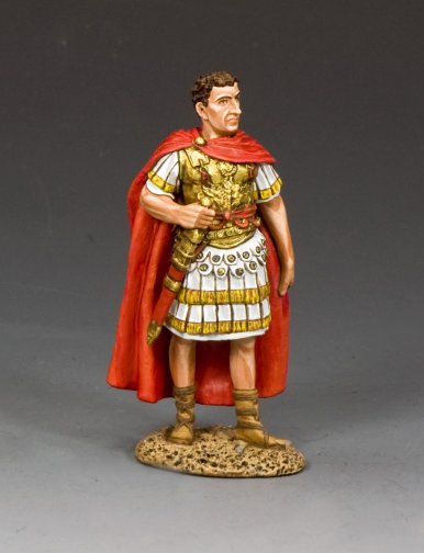 King & Country ROM040 Pompey the Great 1/30 scale matte Roman general toy soldier with red cloak and ornate armor