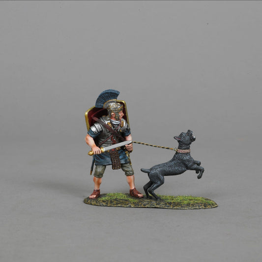 Collectible toy soldier miniature army men Praetorian with War Dog.