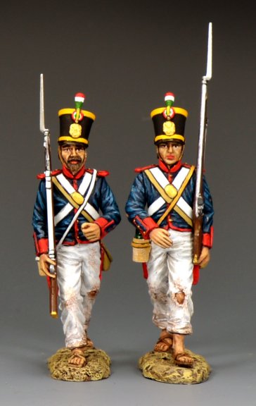 Mexican infantry marching to battle Alamo 1836 Texas Revolution toy soldiers 1/30 scale matte military miniatures set RTA125