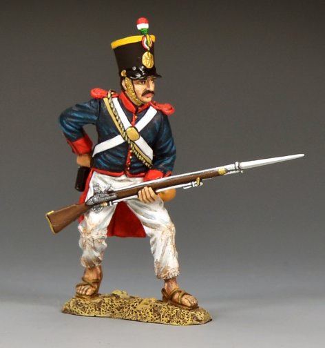 Mexican soldier reloading musket Alamo 1836 Texas Revolution toy soldier 1/30 scale matte figure King and Country RTA129
