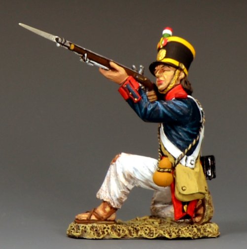Mexican soldier kneeling firing upward Alamo 1836 Texas Revolution military miniature 1/30 scale matte figure King and Country RTA141