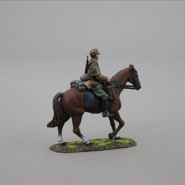 Collectible toy soldier miniature army men figurine SS Cavalry Trooper. He is on horseback.