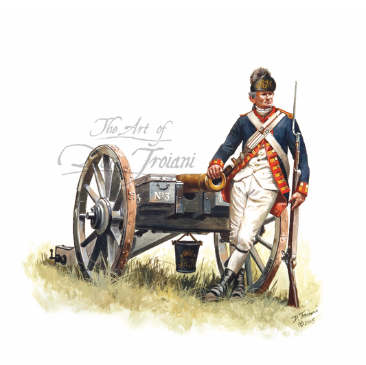 Artistic depiction of a soldier with a cannon,.
