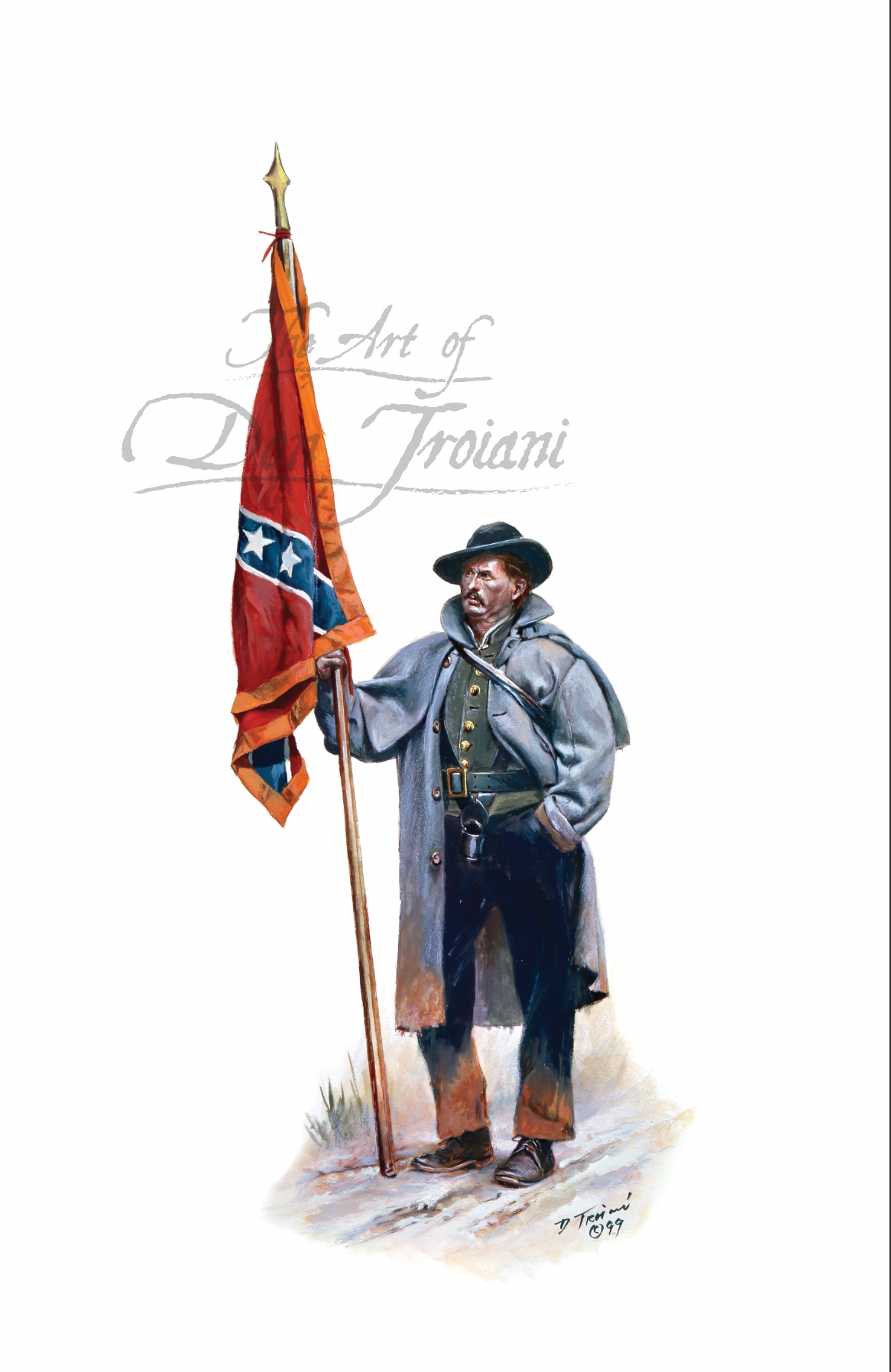Colorbearer. Illustration of a soldier holding a flag.