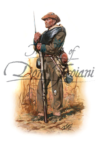 Don Troiani wall art print 4th Texas Regiment 1st Sergeant, Hood’s Division. Solider is standing in a field.