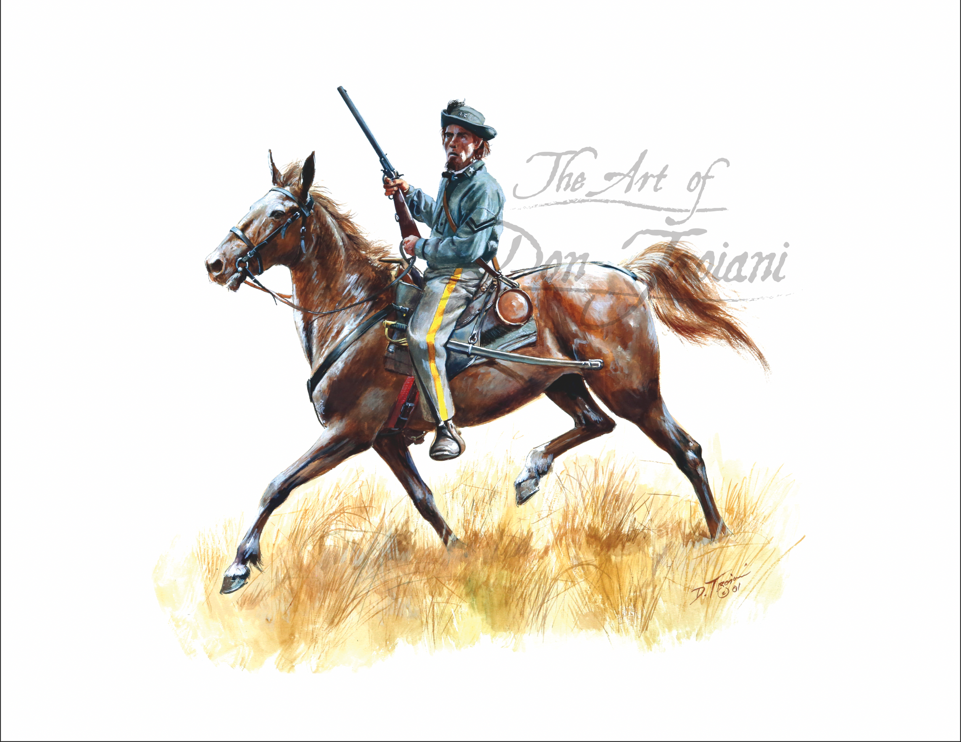 1st Mississippi Cavalry, Bolivar Troop Cavalry Painting of a soldier on horseback with 'The Art of Don Troiani' signature.