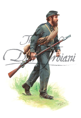 Don Troiani wall art print 47th North Carolina Regiment Corporal. Soldier is marching with musket.