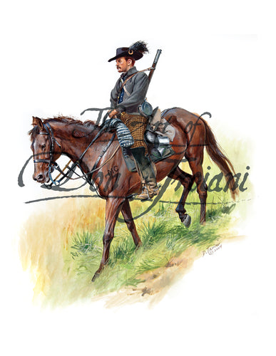 Don Troiani wall art print 2nd Kentucky Cavalry, CSA, Morgan’s Raiders. Soldier on horse back.