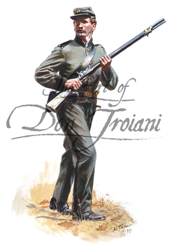 Don Troiani wall art print 3rd Alabama Regiment Mobile Cadets. Soldier in grey uniform.
