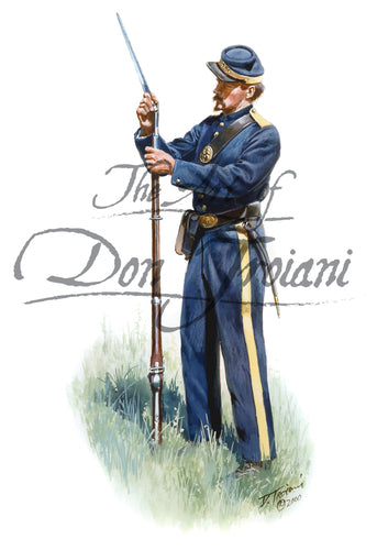 Don Troiani wall art print 4th Georgia Regiment. Soldier is fixing bayonet.