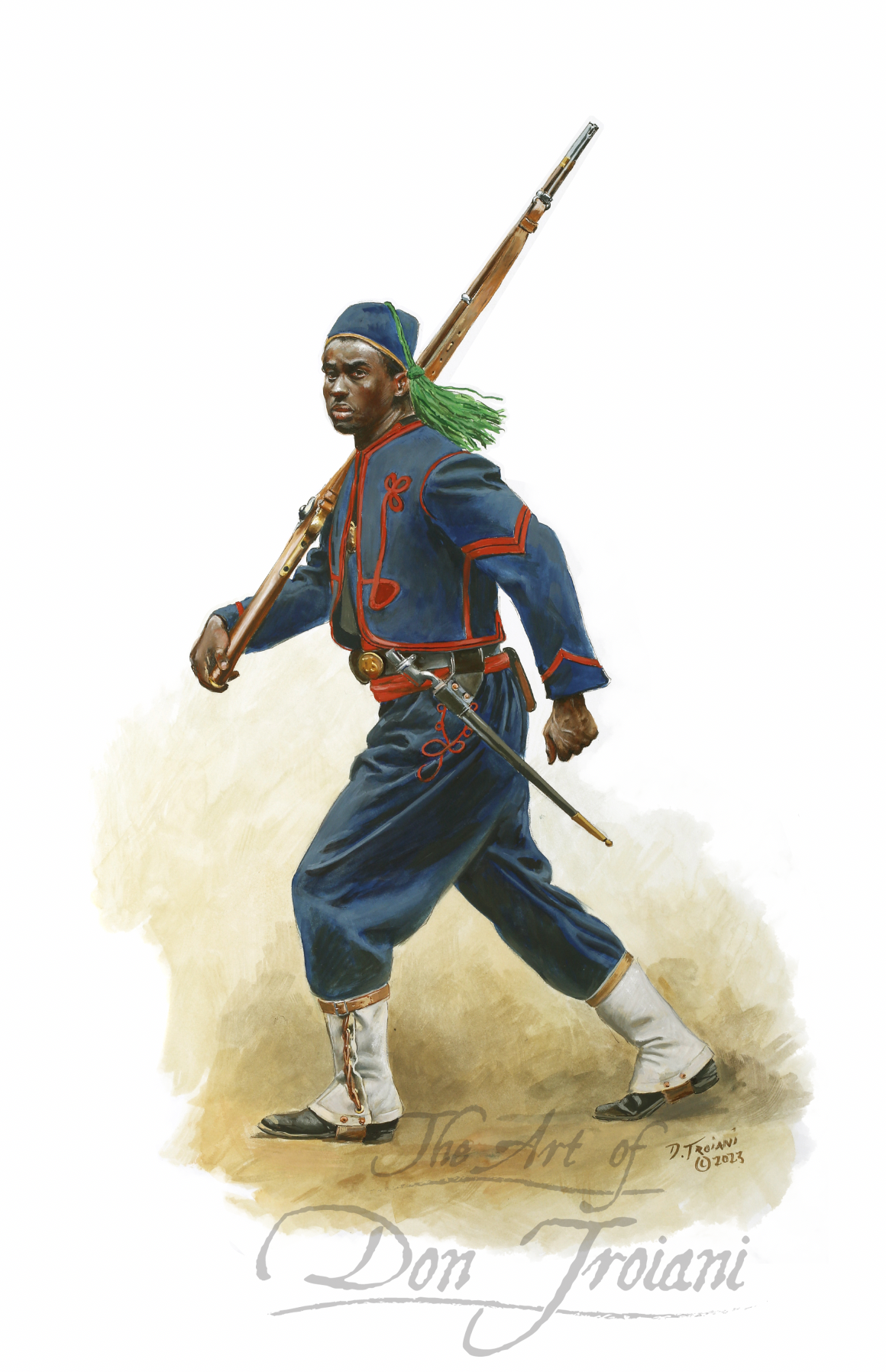 10th U.S. Colored Troops. Illustration of a soldier in blue uniform with a rifle on a white background