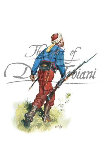 Don Troiani wall art print 5th New York Veteran Volunteers Zouaves. Soldier is wearing red pants.