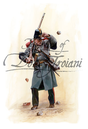 Don Troiani wall art print 6th Massachusetts Militia 1861. Soldier is wearing a grey uniform.