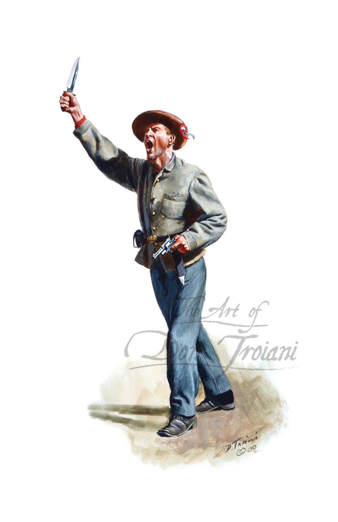 Wilson Zouaves. Illustration of a cowboy holding a gun and a knife.