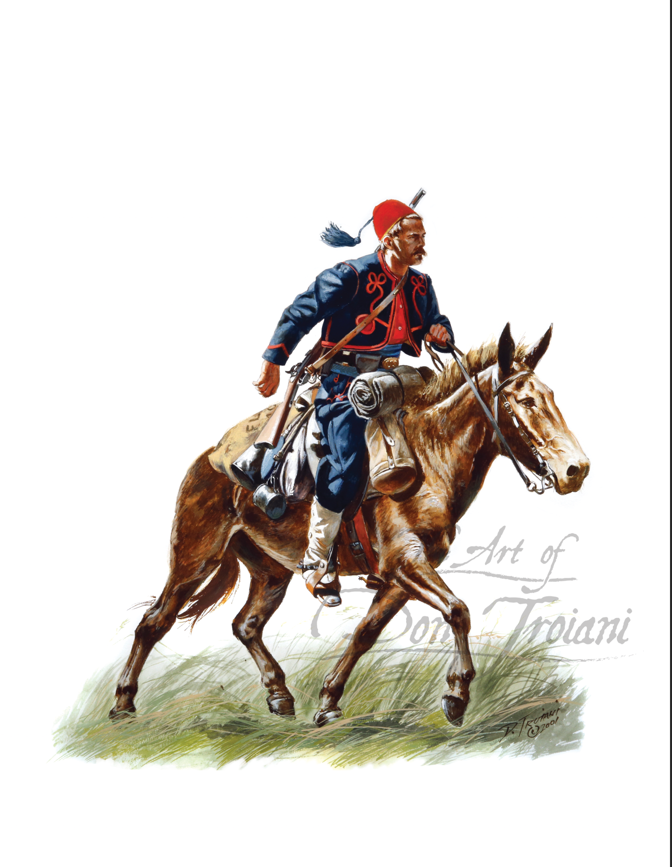 17th New York Veteran Volunteers. Illustration of a soldier on horseback with 'Art of Don Troiani' signature.