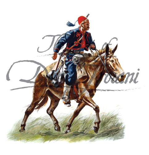 Collectible wall art print 17th New York Veteran Volunteers. Soldier wearing blue uniform on horse back.