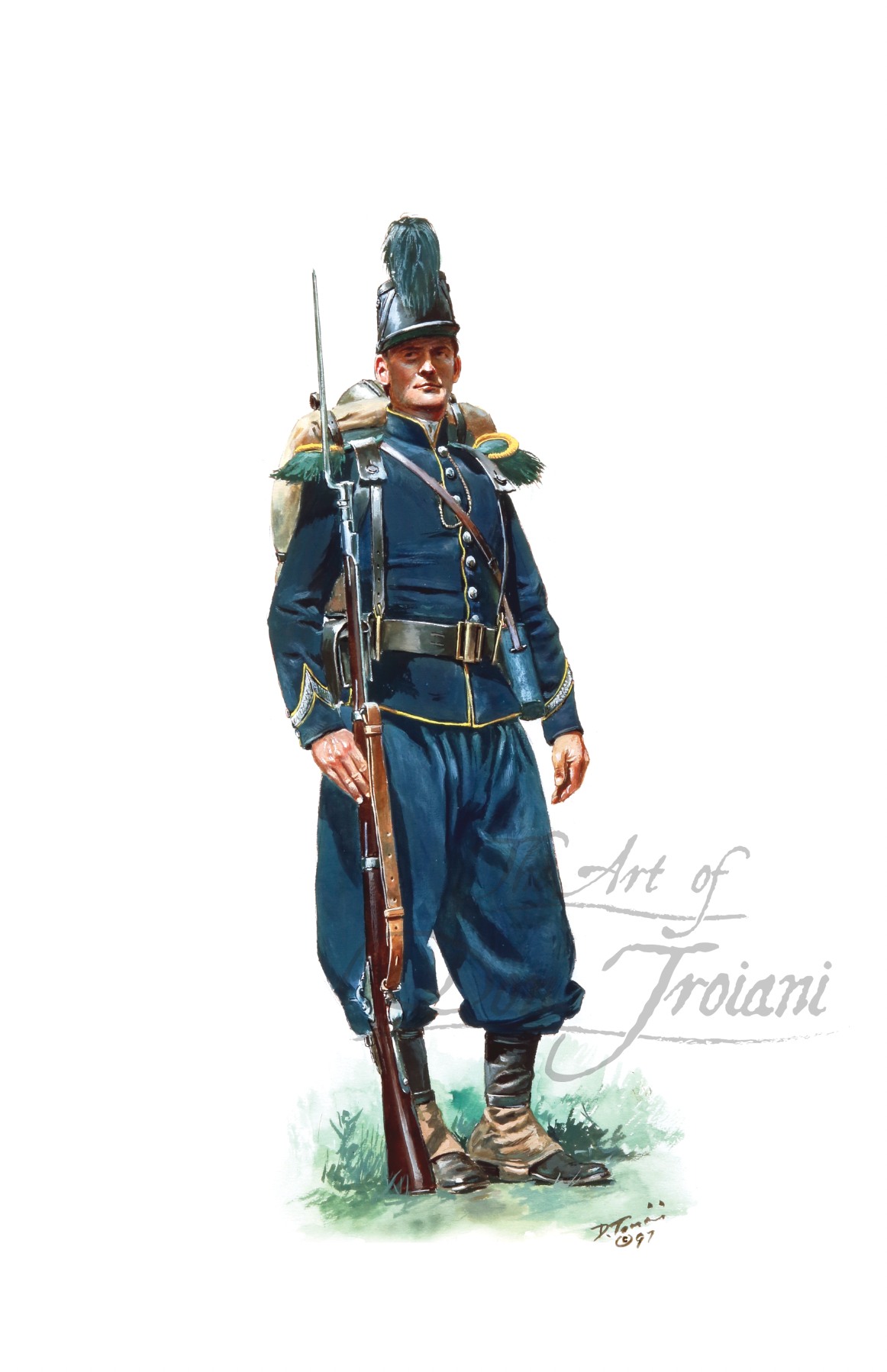 18th Massachusetts Volunteers. Illustration of a soldier in historical military uniform with a rifle on a white background