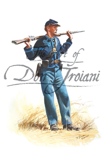 Don Troiani wall art print 76th Ohio Regimen. Soldier is wearing a blue uniform.