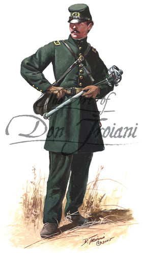 Don Troiani wall art print Officer Berdan's Sharpshooter 1862. Soldier is wearing a green uniform.