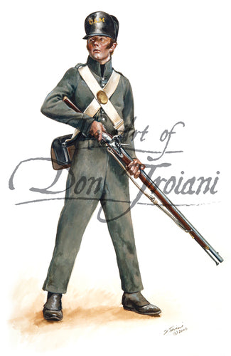 Don Troiani wall art print U.S. Marine 1812. Soldier is in grey uniform.