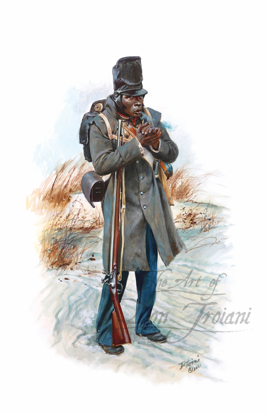 1st West India Regiment. Illustration of a soldier in uniform holding a rifle on a white background