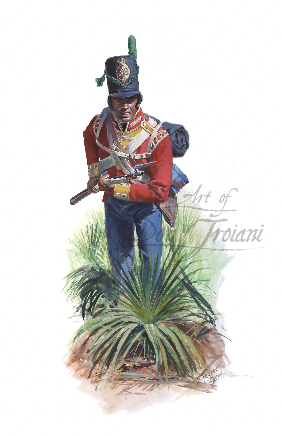 Private, Light Company. Illustration of a soldier in uniform with a rifle, standing on a white background.