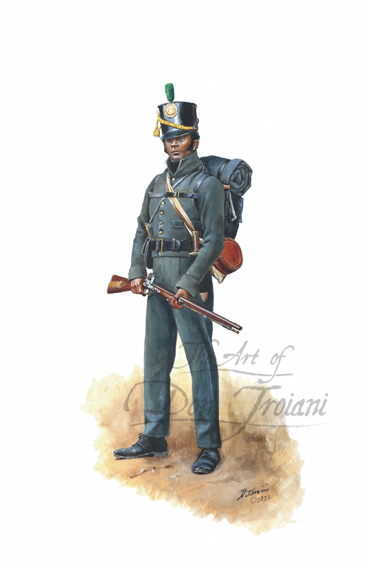 26th U.S. Infantry. Illustration of a soldier in historical uniform holding a rifle on a white background