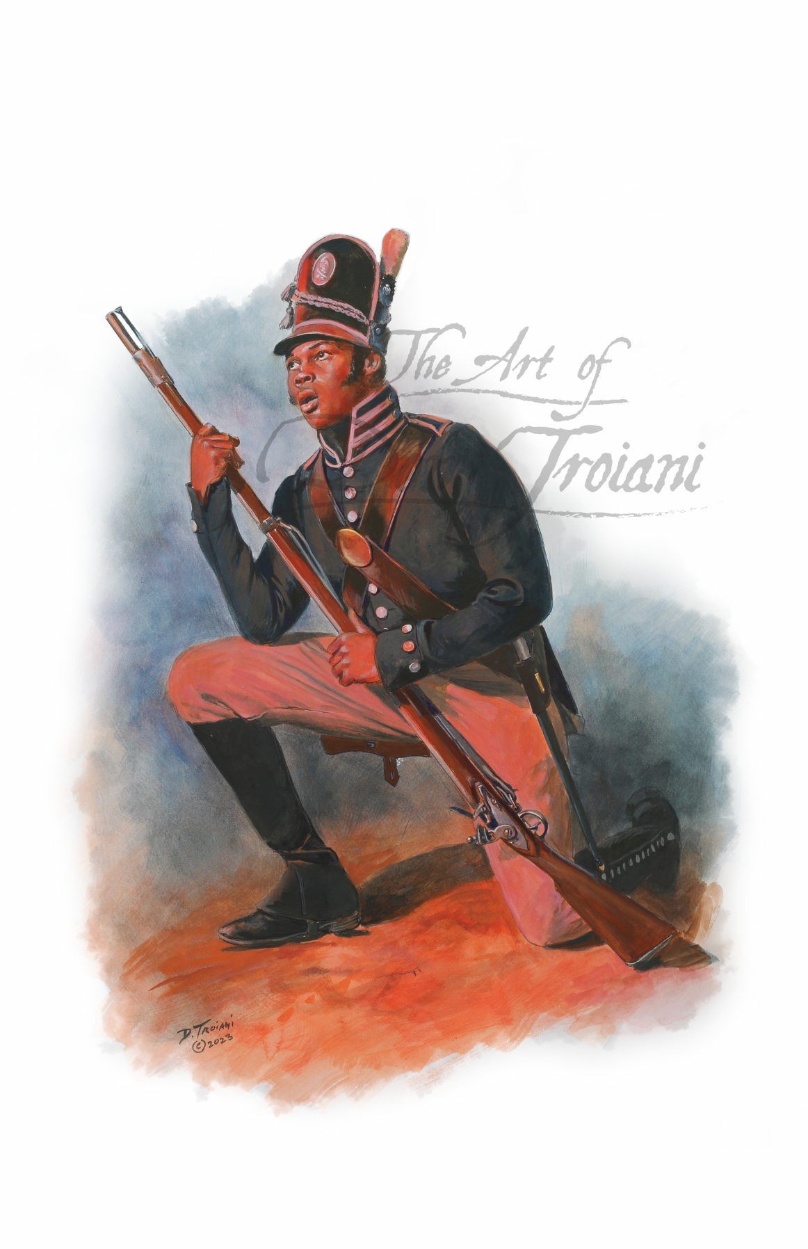 William Williams. Illustration of a soldier in uniform with rifles.