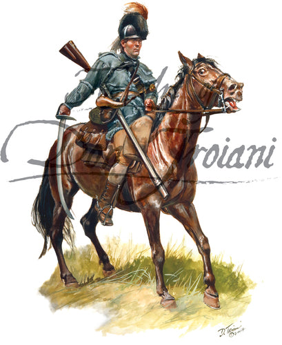 Don Troiani wall art print "North Carolina Rifle Dragoon". Soldier is on horse back with sword.