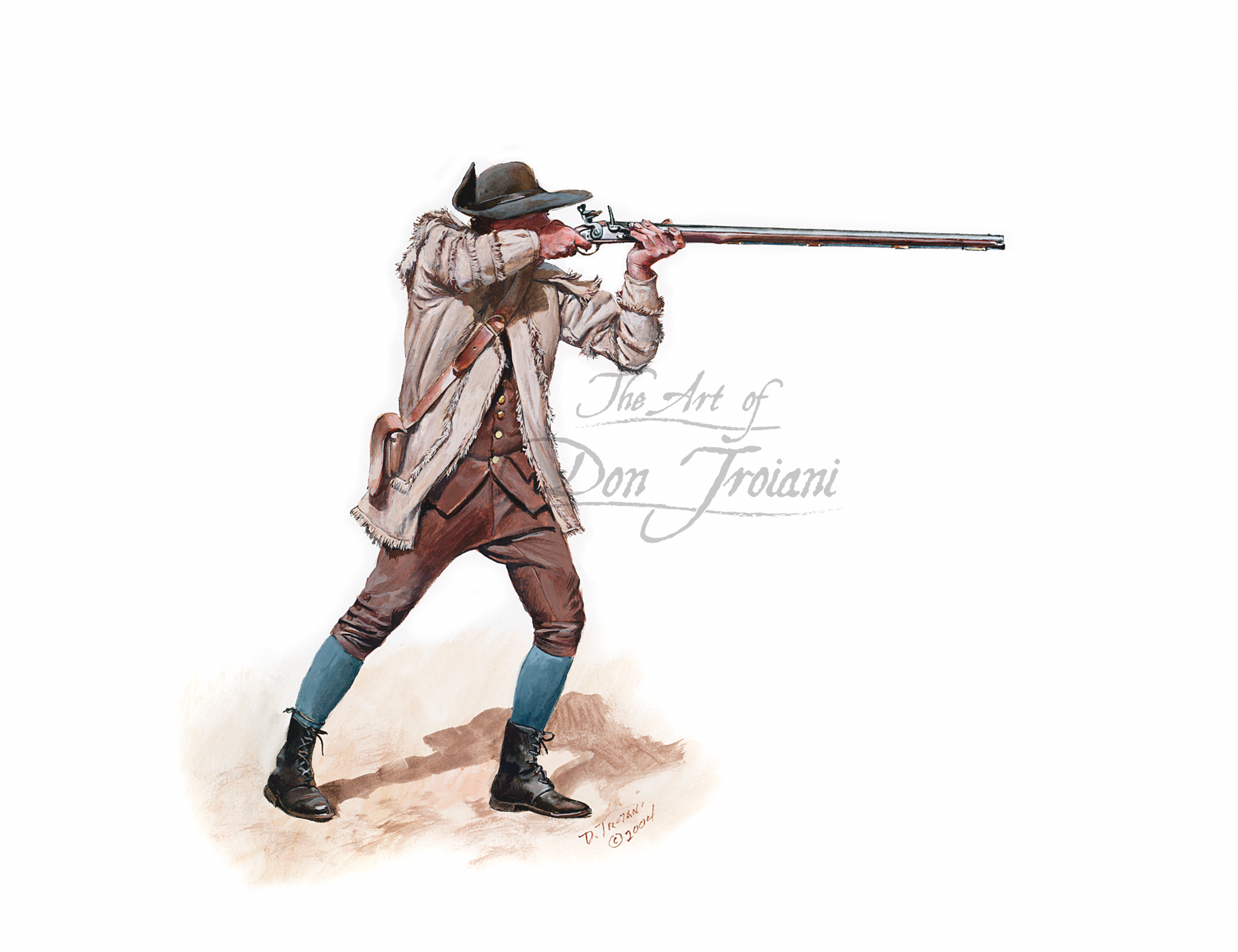 North Carolina Militia. Illustration of a character holding a rifle with 'The Art of Don Troiani' signature.