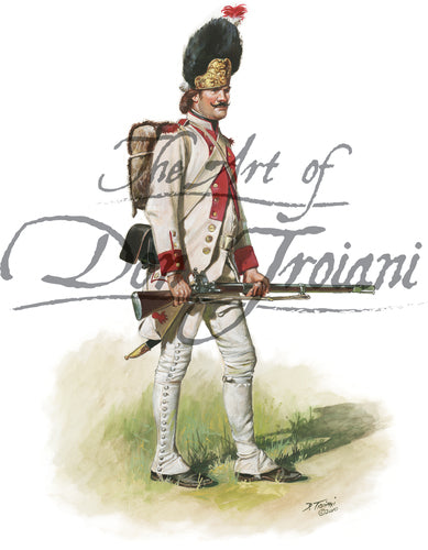 Wall art print by Don Troinani. Soldier is wearing all white uniform with black hat.