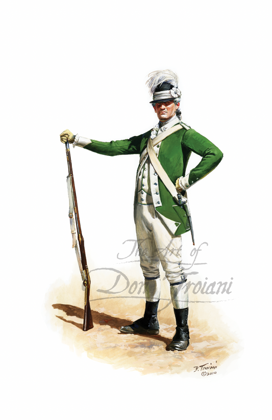 3rd Battalion Light Infantry Company Sergeant. Artistic depiction of a person in historical military uniform with a white background